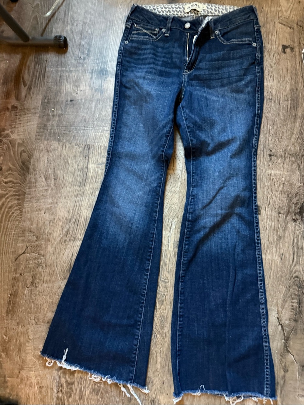 Ariat Dark Blue Flare Jeans with Raw Hem